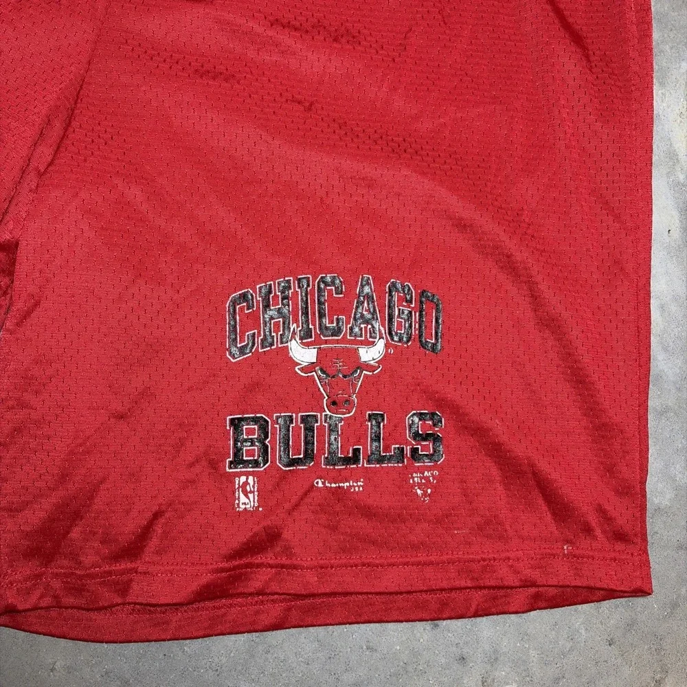 Vintage 80's Champion Chicago Bulls Mesh Gym Shorts Mens Large USA Made